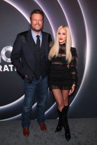 NASHVILLE, TENNESSEE - MARCH 19: Blake Shelton and Gwen Stefani attend NBC's Opry 100: A Live Celebration at The Grand Ole Opry on March 19, 2025 in Nashville, Tennessee. (Photo by Terry Wyatt/Getty Images)