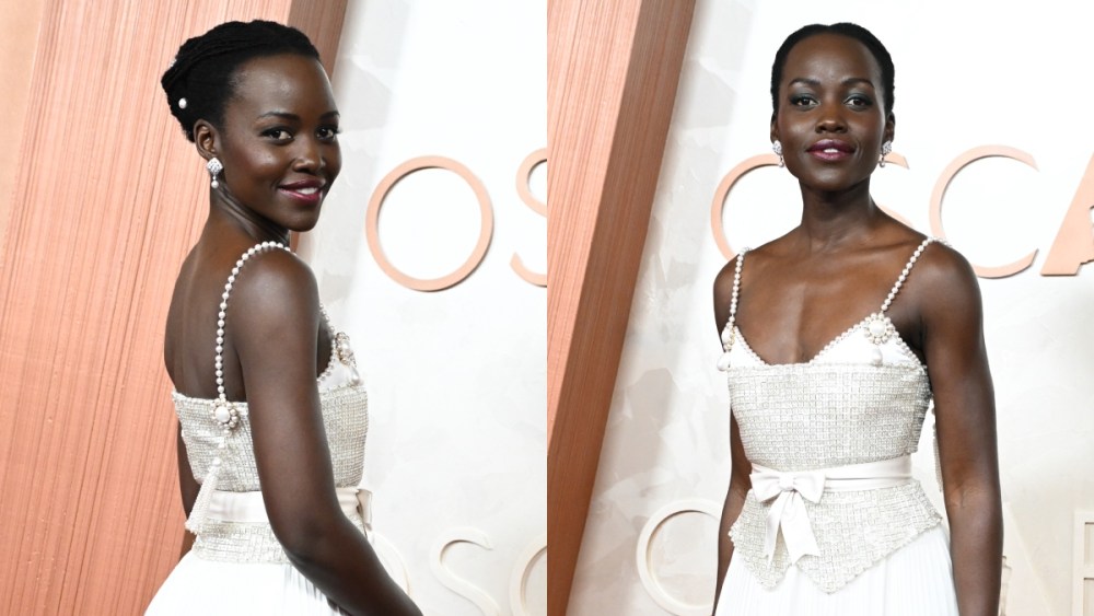 Lupita Nyong'o at the 2025 Oscars on March 2 in Los Angeles, Chanel, pearls, red carpet, awards