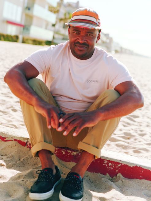 Selema Masekela for Dockers at the water.