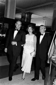 Burt Tansky, Rosalind Jacobs, and Melvin Jacobs attend an event at Saks Fifth Avenue in 1984.