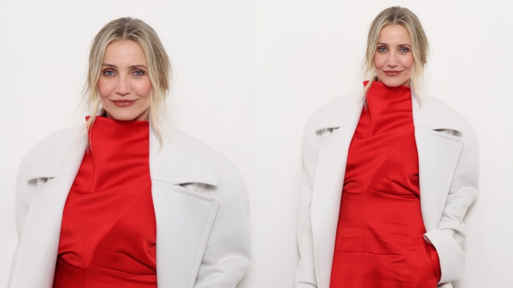 Cameron Diaz poses for photos ahead of the Stella McCartney fall 2025 ready-to-wear collection show.