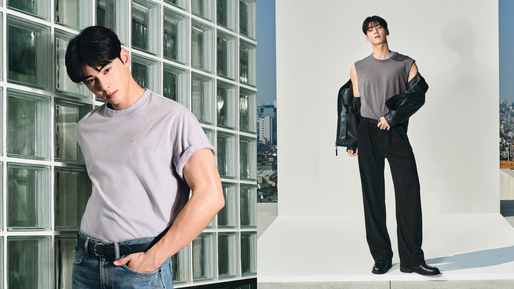 Cha Eun-woo poses for Calvin Klein's spring 2025 campaign.