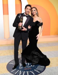 Adrien Brody, Georgina Chapman at the 2025 Vanity Fair Oscar Party Hosted By Radhika Jones held at Wallis Annenberg Center for the Performing Arts on March 02, 2025 in Beverly Hills, California.