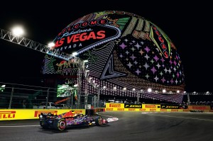 Max Verstappen of Red Bull during a practice session at the 2023 Las Vegas Grand Prix.