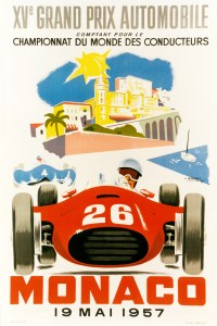 A poster celebrating the 15th Monaco Grand Prix, as it counted all the Grand Prix races staged in the Principality since the first one, held in 1929.