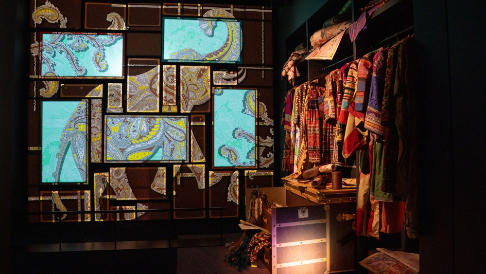 Inside Etro's "5 threads, 40 years" exhibition during Milan Design Week.