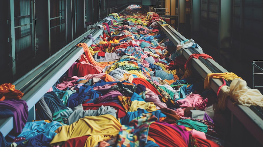 textile waste being sorted