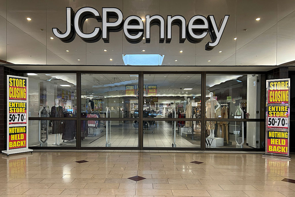 Signage announces a "going out of business" sale at a JCPenney store at the Westfield Annapolis Mall in Annapolis, Maryland, on April 7, 2025. According to US media reports, JCPenney will close eight stores around the United States by mid-2025. (Photo by Jim WATSON / AFP) (Photo by JIM WATSON/AFP via Getty Images)