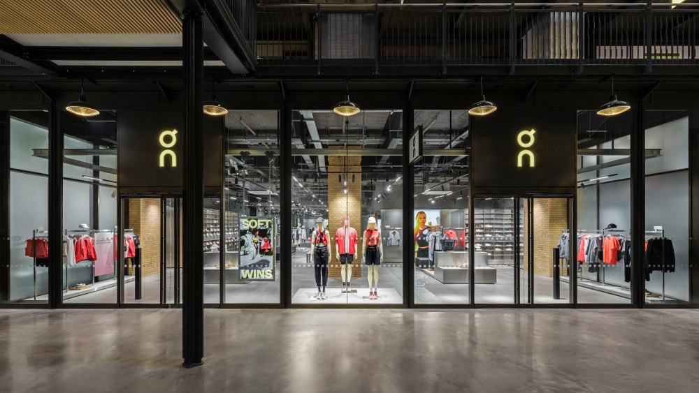 Outside of On's new store in Battersea Power Station.