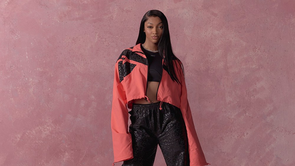 Angel Reese in pieces from her Reebok x Angels spring collection.