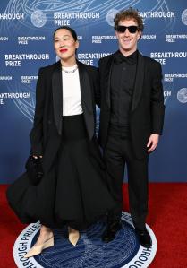 Priscilla Chan, Mark Zuckerberg at The 11th Breakthrough Prize Ceremony held at Barker Hanger on April 05, 2025 in Santa Monica, California.
