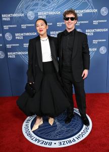 Priscilla Chan, Mark Zuckerberg at The 11th Breakthrough Prize Ceremony held at Barker Hanger on April 05, 2025 in Santa Monica, California.