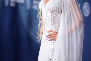 Christina Aguilera at The 11th Breakthrough Prize Ceremony held at Barker Hanger on April 05, 2025 in Santa Monica, California.