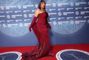 Lizzo at The 11th Breakthrough Prize Ceremony held at Barker Hanger on April 05, 2025 in Santa Monica, California.