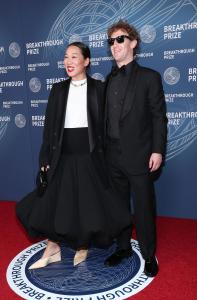 Priscilla Chan, Mark Zuckerberg at The 11th Breakthrough Prize Ceremony held at Barker Hanger on April 05, 2025 in Santa Monica, California.