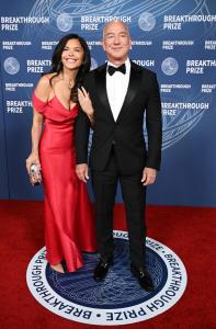 Lauren Sánchez, Jeff Bezos at The 11th Breakthrough Prize Ceremony held at Barker Hanger on April 05, 2025 in Santa Monica, California.