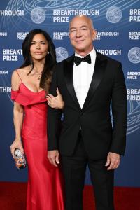 Lauren Sánchez, Jeff Bezos at The 11th Breakthrough Prize Ceremony held at Barker Hanger on April 05, 2025 in Santa Monica, California.