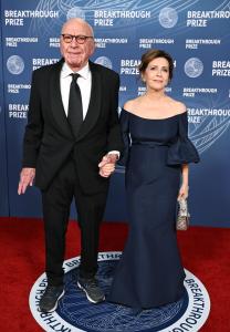 Rupert Murdoch, Elena Zhukova at The 11th Breakthrough Prize Ceremony held at Barker Hanger on April 05, 2025 in Santa Monica, California.