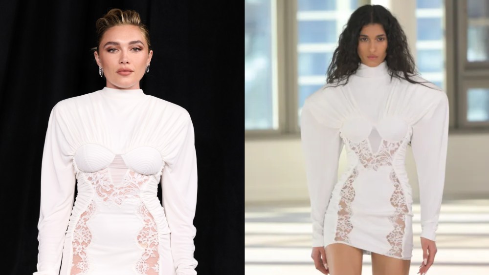 Florence Pugh wearing Stella McCartney at the Walt Disney Studios Presentation as part of CinemaCon 2025 held at The Colosseum in Las Vegas.