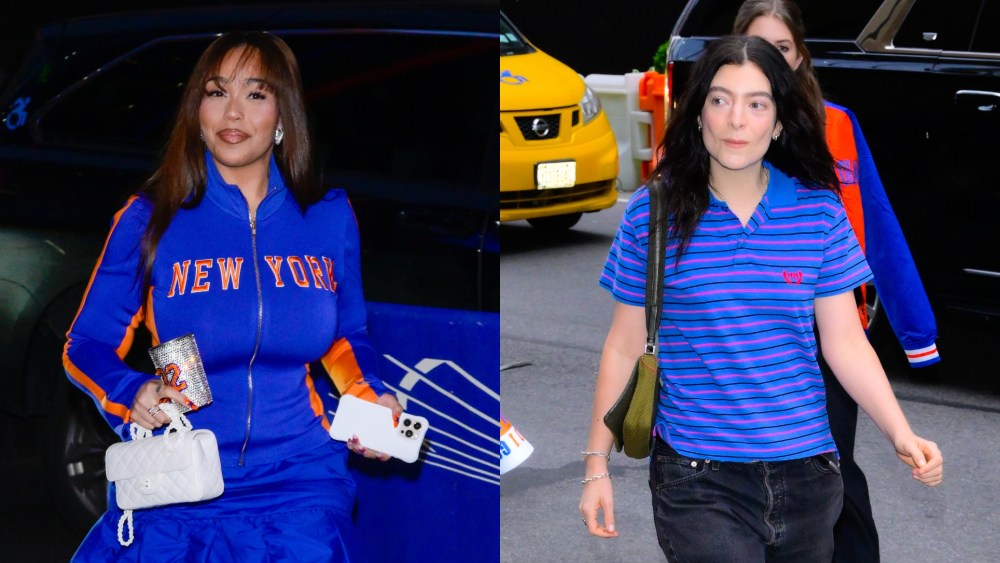 Jordyn Woods and Lorde, wearing Balenciaga, arrive at the New York Knicks v. Detroit Pistons game.