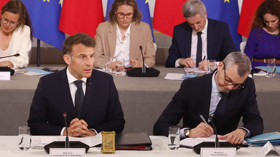 Following President Trump's tariff announcement, French President Emmanuel Macron said recent E.U. investments in the U.S. should be suspended until further notice.