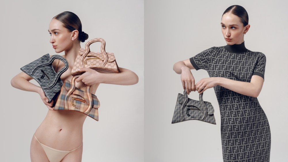 Mschf releases Blur series, including  Blurberry, Blucci and Blendi bags.