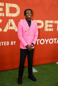 GREEN BAY, WISCONSIN - APRIL 24: Wide Receiver/Cornerback Travis Hunter of Colorado arrives prior to the 2025 NFL Draft at Lambeau Field on April 24, 2025 in Green Bay, Wisconsin.  (Photo by Michael Reaves/Getty Images)