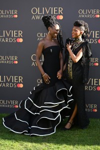 LONDON, ENGLAND - APRIL 06: Heather Agyepong and Benedict Lombe attend The Olivier Awards 2025 at The Royal Albert Hall on April 06, 2025 in London, England. (Photo by Kate Green/Getty Images)