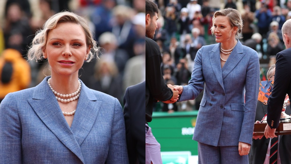 Princess Charlene wears a blue suited look for the Monte-Carlo Masters 2025.