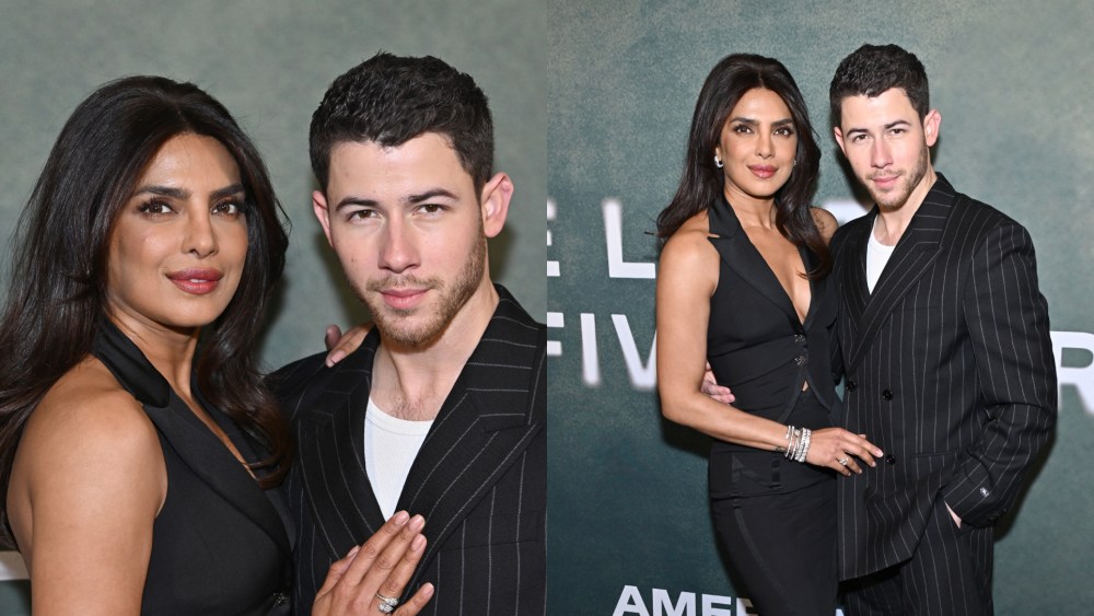 Priyanka Chopra, left, and Nick Jonas attend "The Last Five Years" Broadway opening night.