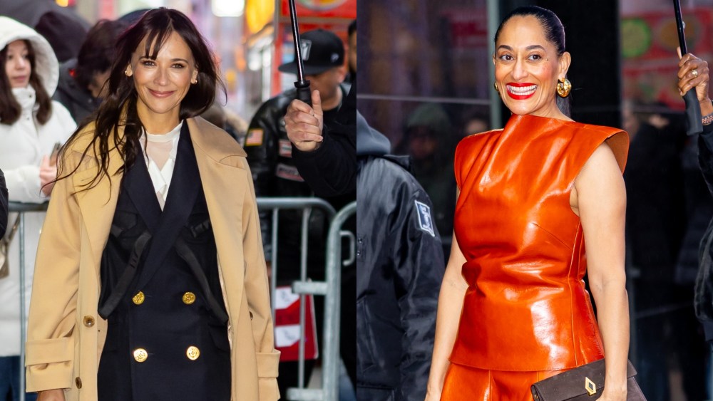 Rashida Jones wears Sacai and Tracee Ellis Ross styles Entire for "Good Morning America."