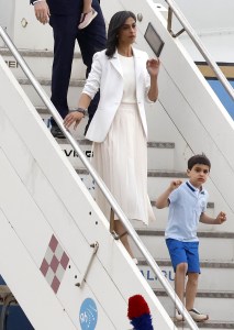 ROME, ITALY - APRIL 18: U.S. Vice-President James David Vance disembarks with his wife Usha Chilukuri and their children at Ciampino Airport (CIA) in Rome, Italy on April 18, 2025. Vance landed in Rome for a 3-day trip including talks with Italian Premier Giorgia Meloni and Vatican Secretary of State Cardinal Pietro Parolin. (Photo by Riccardo De Luca/Anadolu via Getty Images)