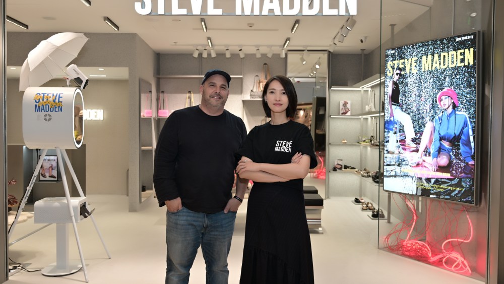 Ian Funk, president of International and Licensing at Steve Madden and Jessie Chen, global president of Glamear at Steve Madden's HKRI Taikoo Hui store opening.