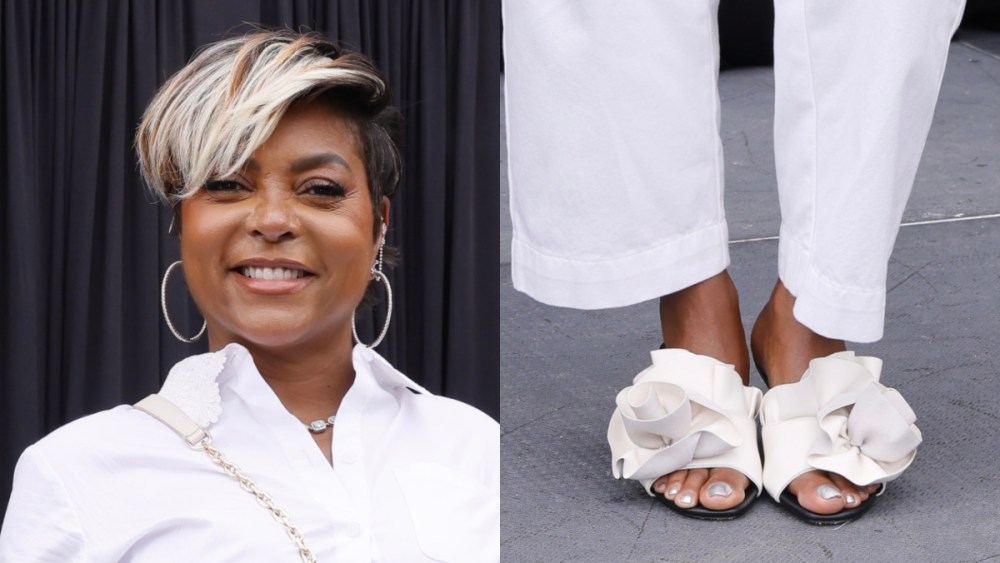 Taraji P Henson at the the SheCare Wellness Pod opening at Coppin State University in Baltimore, Maryland on May 2.