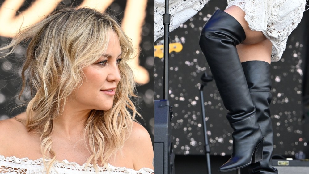 Kate Hudson wears jimmy choo boots performs on Day 2 of BottleRock Napa Valley Music Festival at Napa Valley Expo on May 24, 2025 in Napa, California.