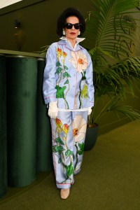 LONDON, ENGLAND - MAY 20: Bianca Jagger visits a dinner co-hosted by Burberry and The Newt in Somerset at the RHS Chelsea Flower Show on May 20, 2025 in London, England. (Photo by Dave Benett/Getty Images for The Newt in Somerset & Burberry)