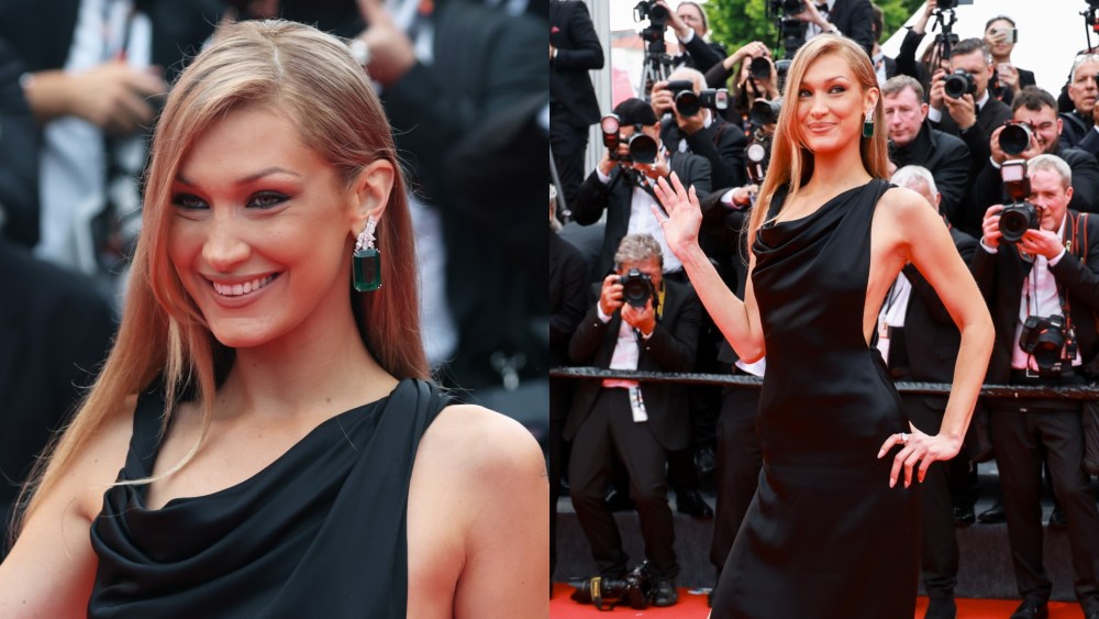 CANNES, FRANCE - MAY 13: Bella Hadid with blond hair in a black saint laurent dress attends the red carpet for the opening ceremony and "Partir Un Jour" (Leave One Day) screening at the 78th annual Cannes Film Festival at Palais des Festivals on May 13, 2025 in Cannes, France. (Photo by Vittorio Zunino Celotto/Getty Images)