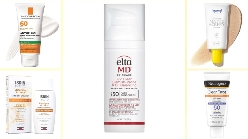 white and blue tube of sunscreen for acne prone skin