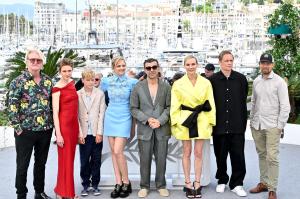 Detlev Buck, Lisa Hagmeister, Jasper Ole Billerbeck, Laura Tonke, Fatih Akin, Diane Kruger, Matthias Schweighöfer, Lars Jessen at the “Amrum” Photocall during The 78th Cannes Film Festival at Palais des Festivals on May 16, 2025 in Cannes, France.