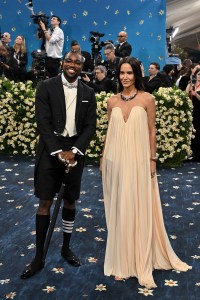 Noah Lyles, Ana Khouri at The 2025 Met Gala Celebrating "Superfine: Tailoring Black Style" held at the Metropolitan Museum of Art on May 05, 2025 in New York, New York.