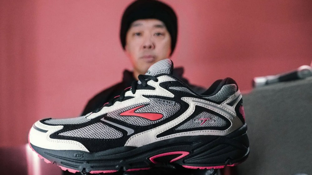 Jeff Staple holding the Brooks x Staple Adrenaline GTS 4.