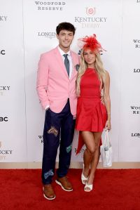 LOUISVILLE, KENTUCKY - MAY 03: (L-R) Griffin Johnson and Macy Broyles attend Kentucky Derby 151 at Churchill Downs on May 03, 2025 in Louisville, Kentucky. (Photo by Jeff Schear/Getty Images for Churchill Downs)