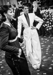 (EDITORS NOTE: Image has been converted to black and white.) Angel Reese, Imaan Hammam at The 2025 Met Gala Celebrating "Superfine: Tailoring Black Style" held at The Metropolitan Museum of Art on May 05, 2025 in New York, New York. (Photo by Lexie Moreland/WWD via Getty Images)