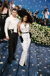 Nick Jonas, Priyanka Chopra at The 2025 Met Gala Celebrating "Superfine: Tailoring Black Style" held at The Metropolitan Museum of Art on May 05, 2025 in New York, New York. (Photo by Lexie Moreland/WWD via Getty Images)