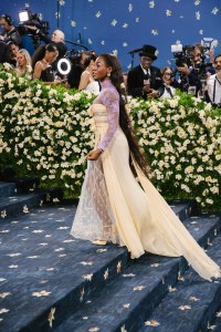 Sha'Carri Richardson at The 2025 Met Gala Celebrating "Superfine: Tailoring Black Style" held at The Metropolitan Museum of Art on May 05, 2025 in New York, New York. (Photo by Lexie Moreland/WWD via Getty Images)