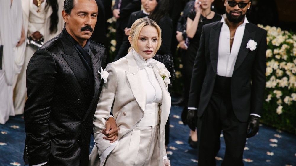 Haider Ackermann, Madonna at The 2025 Met Gala Celebrating "Superfine: Tailoring Black Style" held at The Metropolitan Museum of Art on May 05, 2025 in New York, New York.