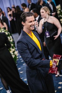 Patrick Schwarzenegger in Balmain by Olivier at the 2025 Met Gala.