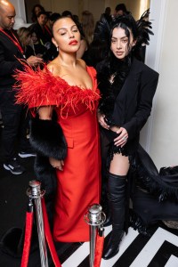 Paloma Elsesser, Charli XCX at The Mark Hotel before the 2025 Met Gala: "Superfine: Tailoring Black Style" held at the Metropolitan Museum of Art on May 5, 2025 in New York, New York.