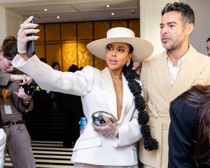 Kerry Washington, Jonathan Simkhai at The Mark Hotel before the 2025 Met Gala: "Superfine: Tailoring Black Style" held at the Metropolitan Museum of Art on May 5, 2025 in New York, New York.