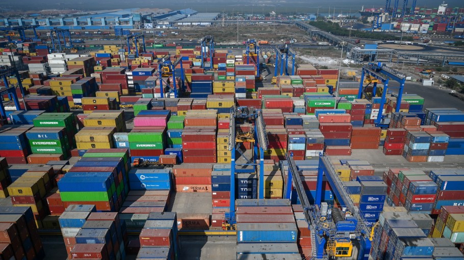 The ban is expected to cause delays and could leave some cargo to be turned away from Indian ports like Mumbai, Nhava Sheva and Mundra, seen here.